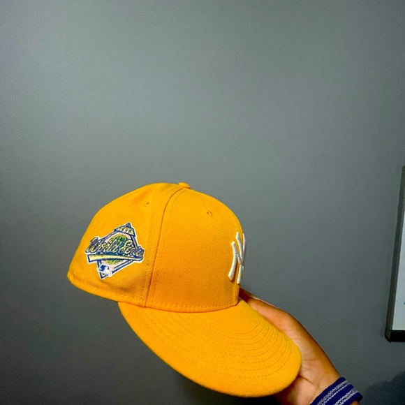 World Series Yellow Fitted Pink Brim 